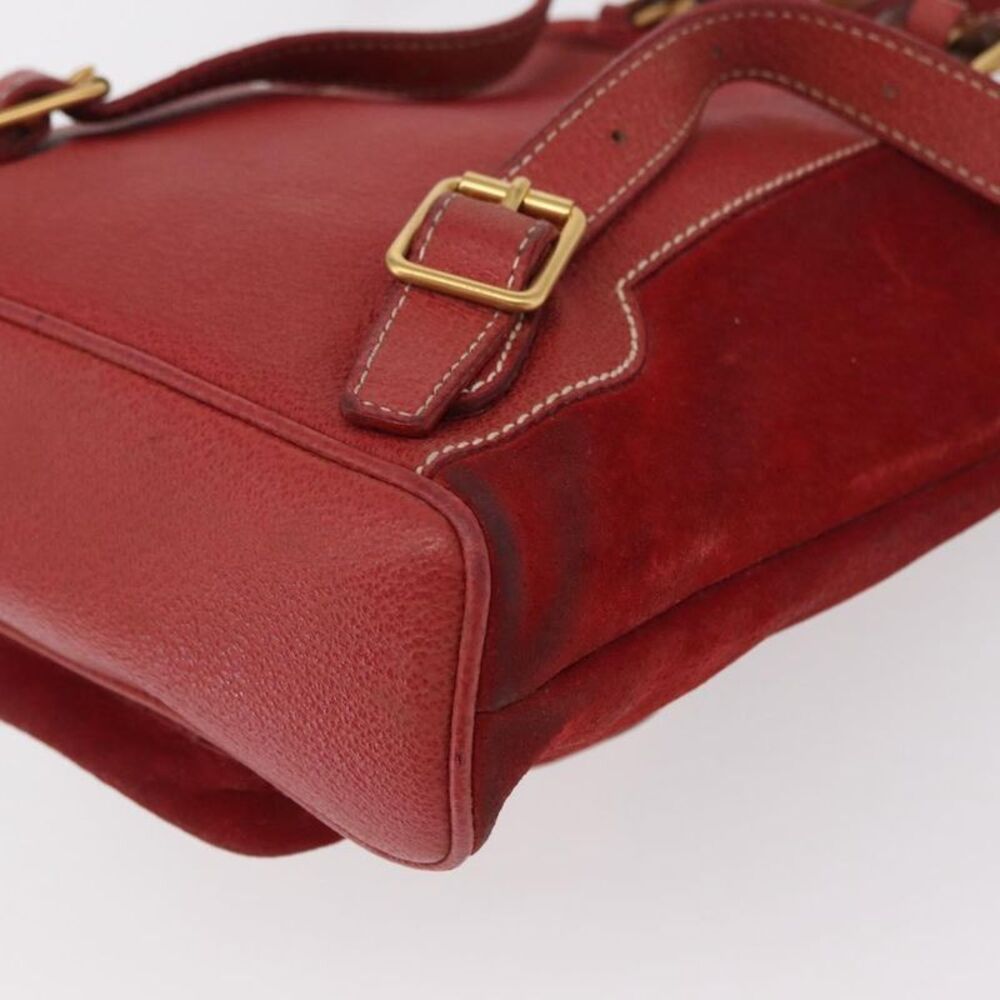 Gucci Vintage Bamboo Backpack Leather Red Leather Backpack Bag - Picture 11 of 16